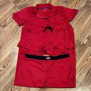 Betsey Johnson Red Pajama Set with Black Accents